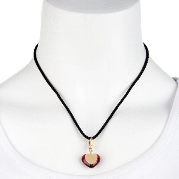 BACCARAT 18K 750 YELLOW GOLD CHARM CRYSTAL HEART PENDANT NECKLACE - Picture 8 of 9